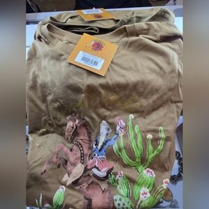 Rodeo Quincy EASTER Women’s Short Sleeve Graphic Tee - Tan Western Rodeo Print